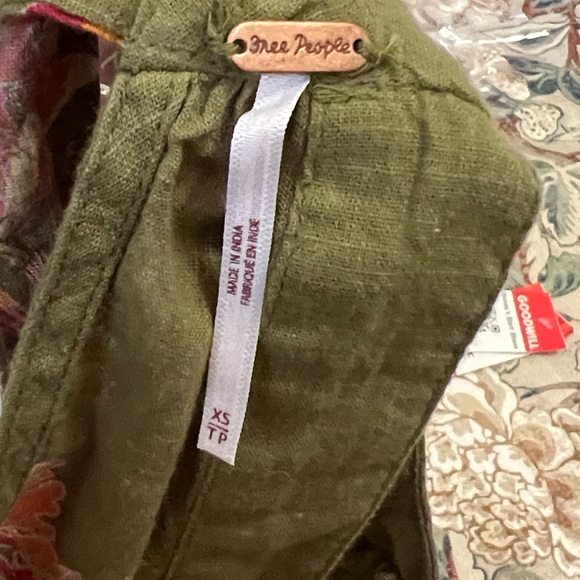 Free People Olive Floral Halter Mini Dress Boho Cotton Lined Side Zip Size XS - Picture 4 of 12